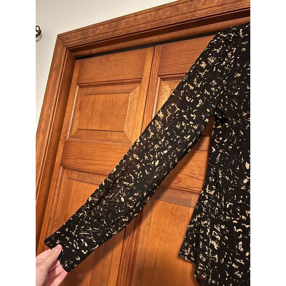 Converse One Star Women's Sheer Pleated Blouse Long Sleeve Black Size XS - Picture 4 of 9